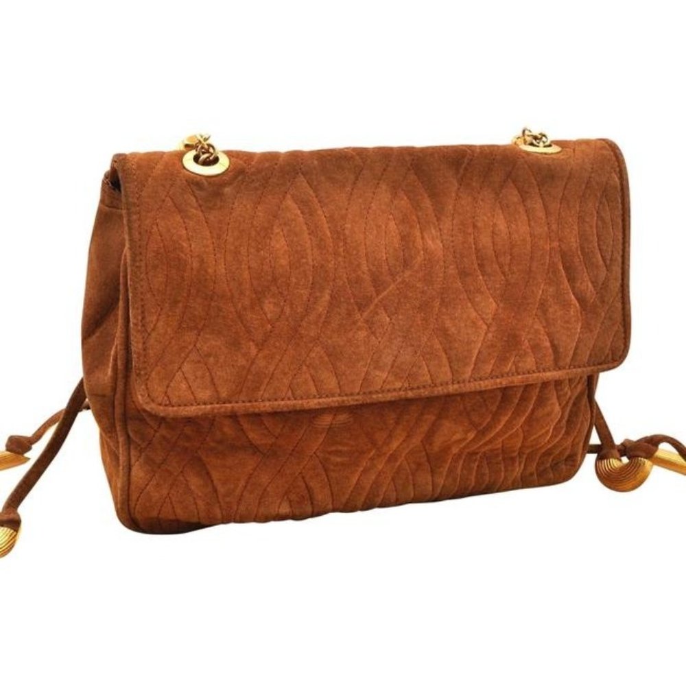 Fendi Caramel Quilted PASTA Design Suede 2Way Cross Body